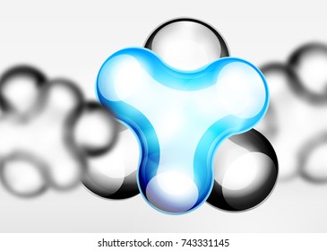 Digital techno bubble background template, vector business or technology abstract background