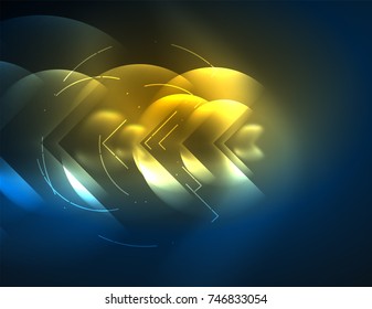 Papel de fondo digital tecno, fondo abstracto brillante, círculos, plantilla abstracta de tecnología vectorial, colores azul y amarillo