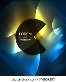 Digital techno wallpaper, glowing abstract background, circles, vector technology abstract template, blue and yellow colors