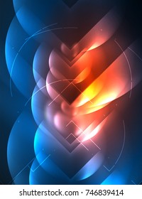 Digital techno wallpaper, glowing abstract background, circles, vector technology abstract template, red and blue colors