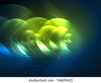 Papel de fondo digital tecno, fondo abstracto brillante, círculos, plantilla abstracta de tecnología vectorial, colores verde y azul