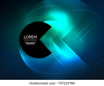 Digital techno wallpaper, glowing abstract background, circles, vector technology abstract template, blue color