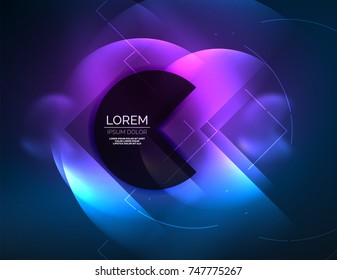 Digital techno wallpaper, glowing abstract background, circles, vector technology abstract template, blue and purple colors