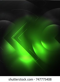 Digital techno wallpaper, glowing abstract background, circles, vector technology abstract template, green color