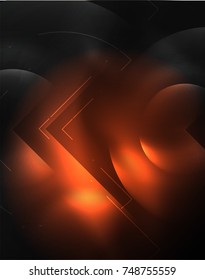 Digital techno wallpaper, glowing abstract background, circles, vector technology abstract template, red and orange colors