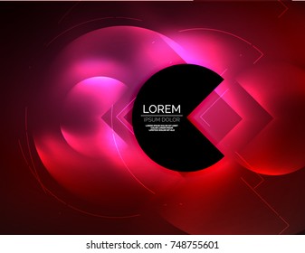 Digital techno wallpaper, glowing abstract background, circles, vector technology abstract template, red color