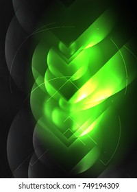 Papel de fondo digital tecno, fondo abstracto brillante, círculos, plantilla abstracta de tecnología vectorial, color verde