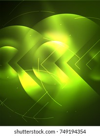 Digital techno wallpaper, glowing abstract background, circles, vector technology abstract template, green color