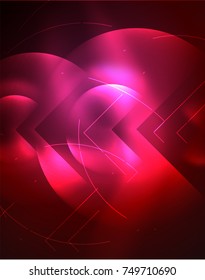 Digital techno wallpaper, glowing abstract background, circles, vector technology abstract template, red color