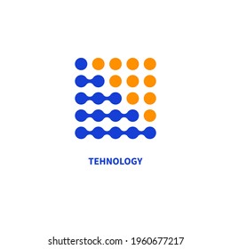 Logo de tecnologías digitales. Icono de negocio geométrico en forma de cuadrado.