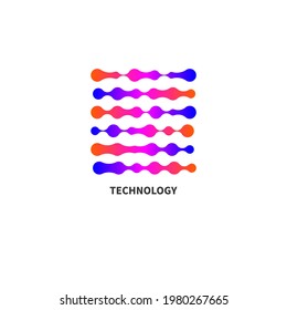 Digital technologies logo with linked shapes. Trendy icon with abstract connected shapes