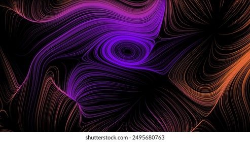 Digital technologies. Wavy multi-colored lines on a black background. Vector illustration for your design.