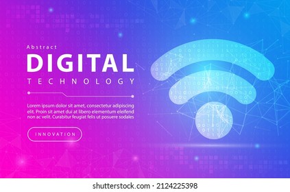 Digital technology and 4G 5G 6G network wireless internet Wi-fi connection banner pink blue background concept with technology line light effects, abstract tech, illustration vector for graphic design