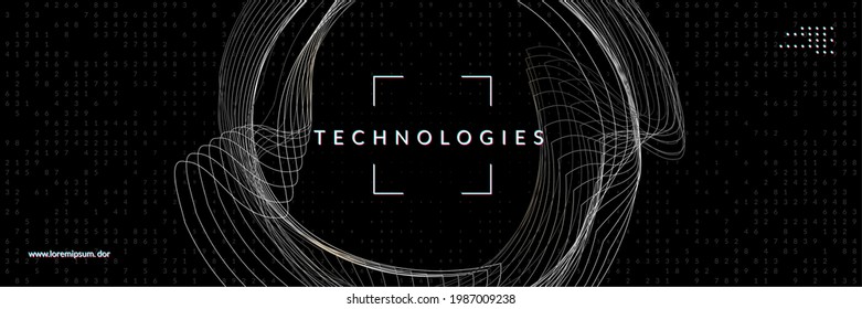 Digital technology abstract background. Artificial intelligence, deep learning and big data concept. Tech visual for network template. Wavy digital technology abstract.