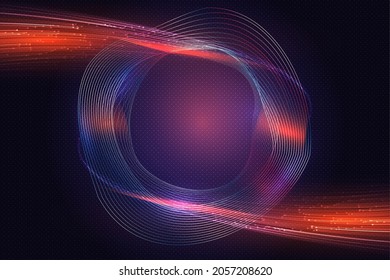 Digital technology abstract background. Artificial intelligence, deep learning and big data concept. Tech visual for cloud template. Round Wavy digital technology abstract, colorful vector 