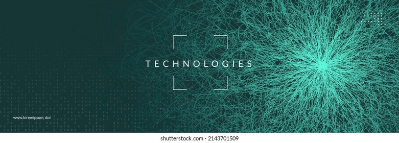 Digital technology abstract background. Artificial intelligence, deep learning and big data concept. Tech visual for connection template. Wavy digital technology abstract.