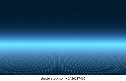 Digital technology abstract background. Futuristic web lines backdrop with shiny horizon. Vector