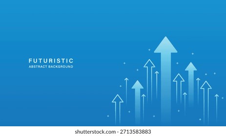 Fondo Abstractas de Tecnología digital con flechas en crecimiento. Concepto de crecimiento empresarial futurista, éxito financiero y progreso. Ilustración vectorial de degradado azul