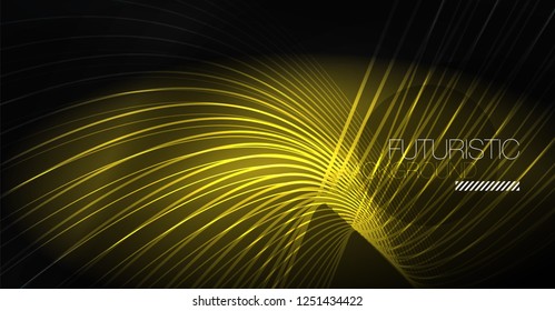 Digital technology abstract background - neon geometric design. Abstract glowing lines. Colorful techno vector background. Futuristic shape.