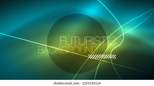 Digital technology abstract background - neon geometric design. Abstract glowing lines. Colorful techno vector background. Futuristic shape.