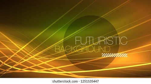 Digital technology abstract background - neon geometric design. Abstract glowing lines. Colorful techno vector background. Futuristic shape.