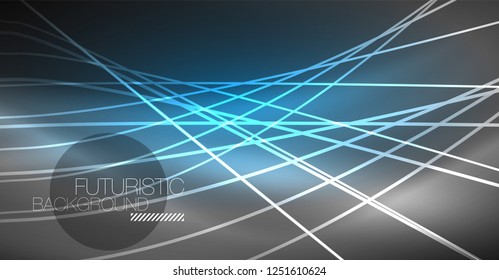 Digital technology abstract background - neon geometric design. Abstract glowing lines. Colorful techno vector background. Futuristic shape.