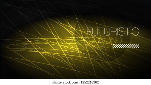 Digital technology abstract background - neon geometric design. Abstract glowing lines. Colorful techno vector background. Futuristic shape.