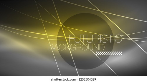 Digital technology abstract background - neon geometric design. Abstract glowing lines. Colorful techno vector background. Futuristic shape.