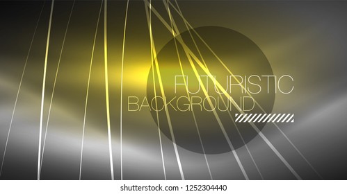Digital technology abstract background - neon geometric design. Abstract glowing lines. Colorful techno vector background. Futuristic shape.
