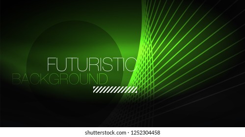 Fondo abstracto de tecnología digital - diseño geométrico neón. Resumen de líneas brillantes. Fondo del vector tecno colorido. Forma futurista.