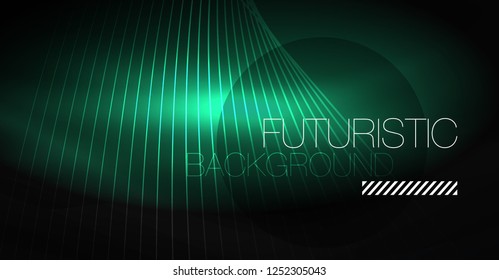 Digital technology abstract background - neon geometric design. Abstract glowing lines. Colorful techno vector background. Futuristic shape.