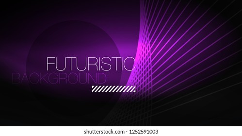 Digital technology abstract background - neon geometric design. Abstract glowing lines. Colorful techno vector background. Futuristic shape.
