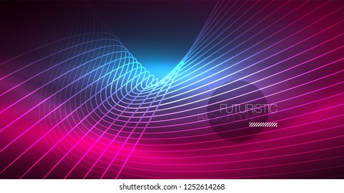 Fondo abstracto de tecnología digital - diseño geométrico neón. Resumen de líneas brillantes. Fondo del vector tecno colorido. Forma futurista.
