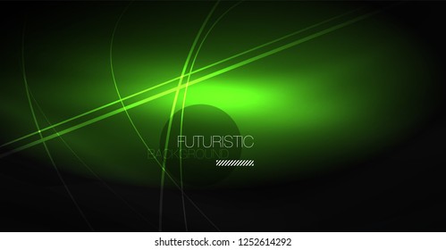 Abstrakter Hintergrund der Digitaltechnik - neongeometrisches Design. Abstrakte leuchtende Linien. Farbiger Techno-Vektorhintergrund. Futuristische Form.