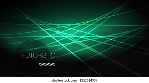 Digital technology abstract background - neon geometric design. Abstract glowing lines. Colorful techno vector background. Futuristic shape.