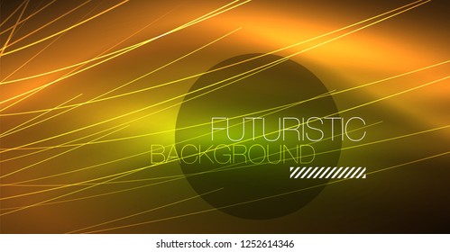 Digital technology abstract background - neon geometric design. Abstract glowing lines. Colorful techno vector background. Futuristic shape.