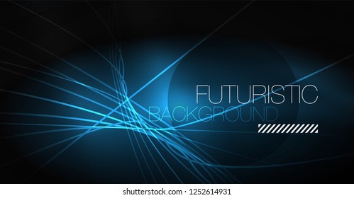 Digital technology abstract background - neon geometric design. Abstract glowing lines. Colorful techno vector background. Futuristic shape.