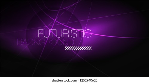 Digital technology abstract background - neon geometric design. Abstract glowing lines. Colorful techno vector background. Futuristic shape.