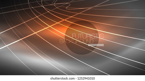 Digital technology abstract background - neon geometric design. Abstract glowing lines. Colorful techno vector background. Futuristic shape.