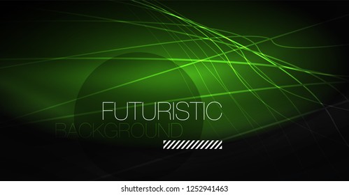 Digital technology abstract background - neon geometric design. Abstract glowing lines. Colorful techno vector background. Futuristic shape.