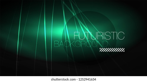 Digital technology abstract background - neon geometric design. Abstract glowing lines. Colorful techno vector background. Futuristic shape.