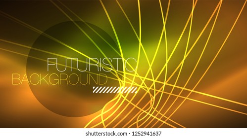 Digital technology abstract background - neon geometric design. Abstract glowing lines. Colorful techno vector background. Futuristic shape.