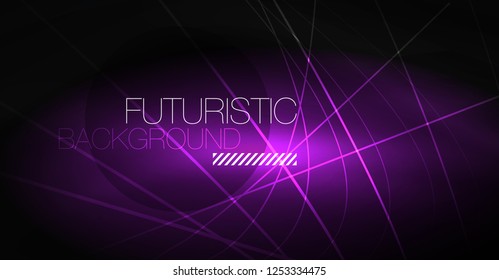 Digital technology abstract background - neon geometric design. Abstract glowing lines. Colorful techno vector background. Futuristic shape.