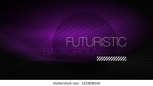 Fondo abstracto de tecnología digital - diseño geométrico neón. Resumen de líneas brillantes. Fondo del vector tecno colorido. Forma futurista.