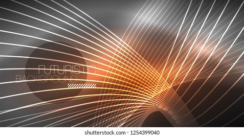 Digital technology abstract background - neon geometric design. Abstract glowing lines. Colorful techno vector background. Futuristic shape.