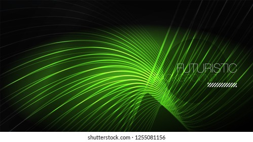 Digital technology abstract background - neon geometric design. Abstract glowing lines. Colorful techno vector background. Futuristic shape.