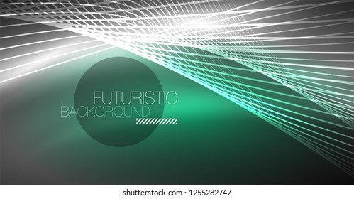 Fondo abstracto de tecnología digital - diseño geométrico neón. Resumen de líneas brillantes. Fondo del vector tecno colorido. Forma futurista.