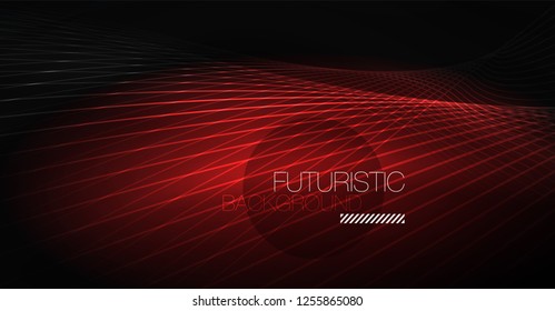 Digital technology abstract background - neon geometric design. Abstract glowing lines. Colorful techno vector background. Futuristic shape.