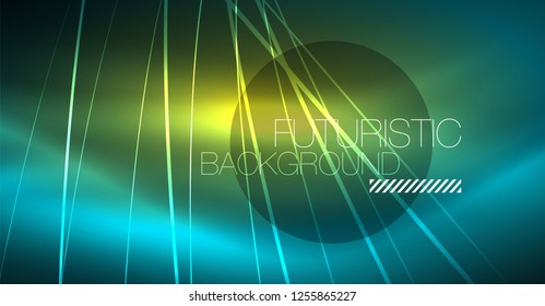 Fondo abstracto de tecnología digital - diseño geométrico neón. Resumen de líneas brillantes. Fondo del vector tecno colorido. Forma futurista.