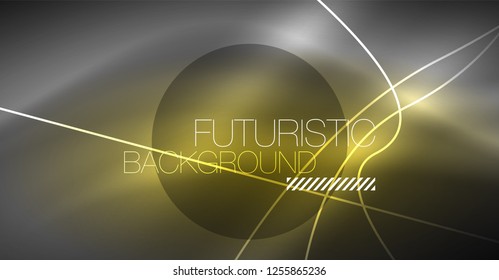 Digital technology abstract background - neon geometric design. Abstract glowing lines. Colorful techno vector background. Futuristic shape.